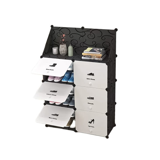 Pantofar Modular, 12 Compartimente, 32 x 84 x 122 cm, Negru ❘ D4100