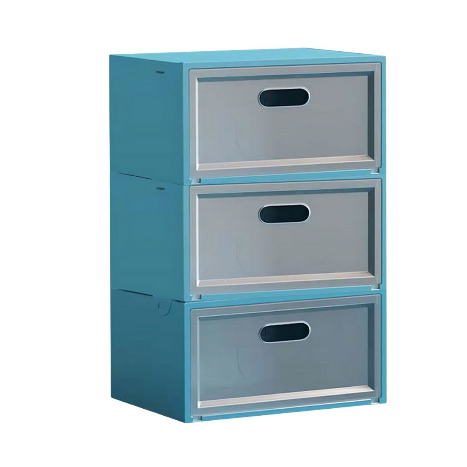 Set 3 cutii pentru depozitare pantofi, polipropilenă, Negru/Albastru/Portocaliu/Galben ❘  D4151