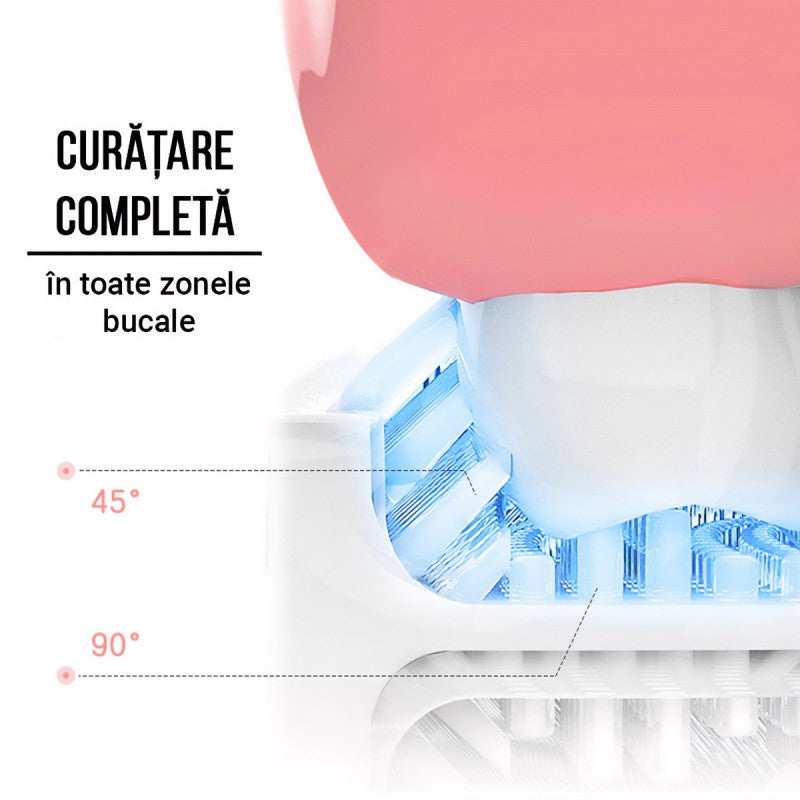 Periuță de Dinți Electrică U-shape, 5 Programe, pentru Copii 3-12 ani, Acumulator, Încărcare USB, Multiple Culori | D4370 / D4369