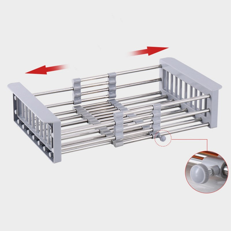 Suport extensibil pentru chiuvetă – reglabil, rezistent, multifuncțional, Gri/Inox ❘ D4415