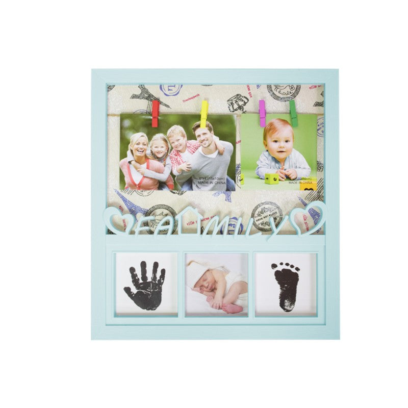 Ramă Foto cu Amprentă, Personalizabilă, Albastru/Roz ❘ D4572