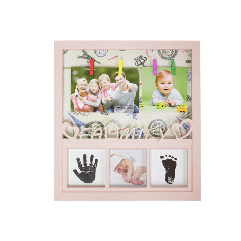Ramă Foto cu Amprentă, Personalizabilă, Albastru/Roz ❘ D4572