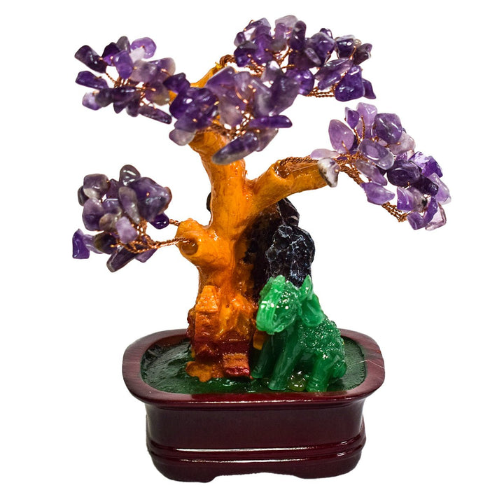 Copac Feng Shui cu Pietre Semipretioase de Ametist, Suport Ceramic, Naimeed D4623-Mov