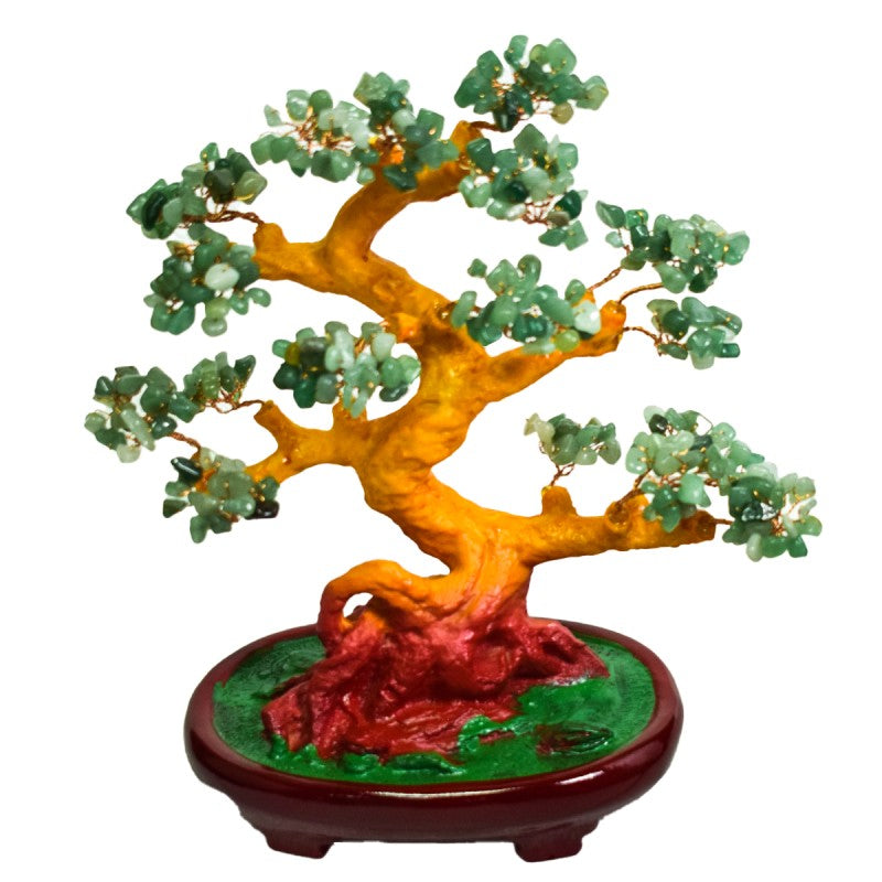 Copac Feng Shui cu Pietre Semiprețioase, Suport Ceramic, Înălțime 27 cm, Multiple Modele ❘ D4624 - Roz/Multicolor/Verde