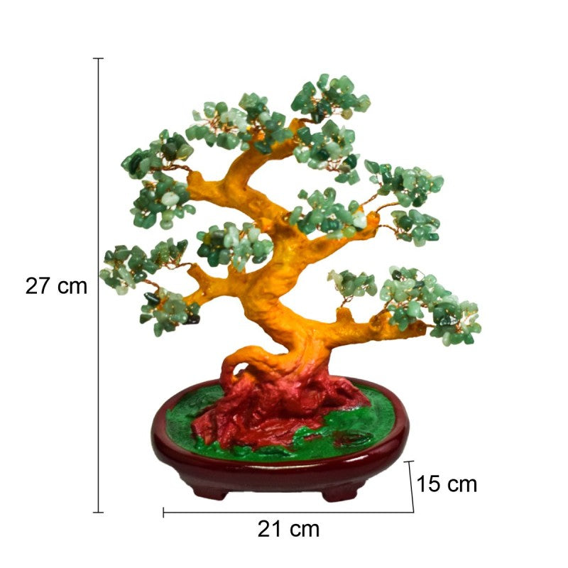 Copac Feng Shui cu Pietre Semiprețioase, Suport Ceramic, Înălțime 27 cm, Multiple Modele ❘ D4624 - Roz/Multicolor/Verde