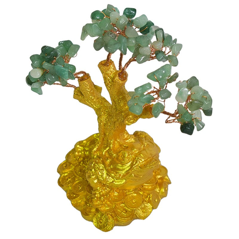 Copac Feng Shui cu Pietre Semiprețioase din Aventurin, Suport Ceramic, Înălțime 15cm ❘ D4638