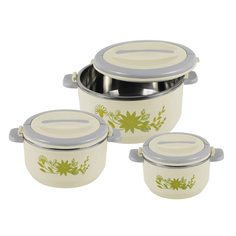 Caserolă termică - set 3 piese, cu interior din inox, diverse culori ❘ D4810