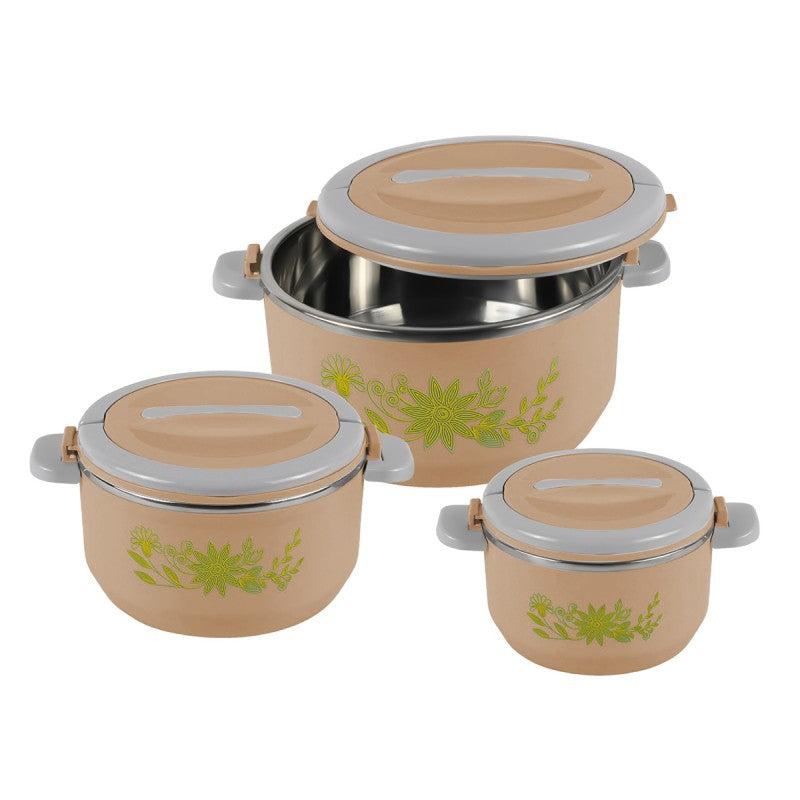 Caserolă termică - set 3 piese, cu interior din inox, diverse culori ❘ D4810