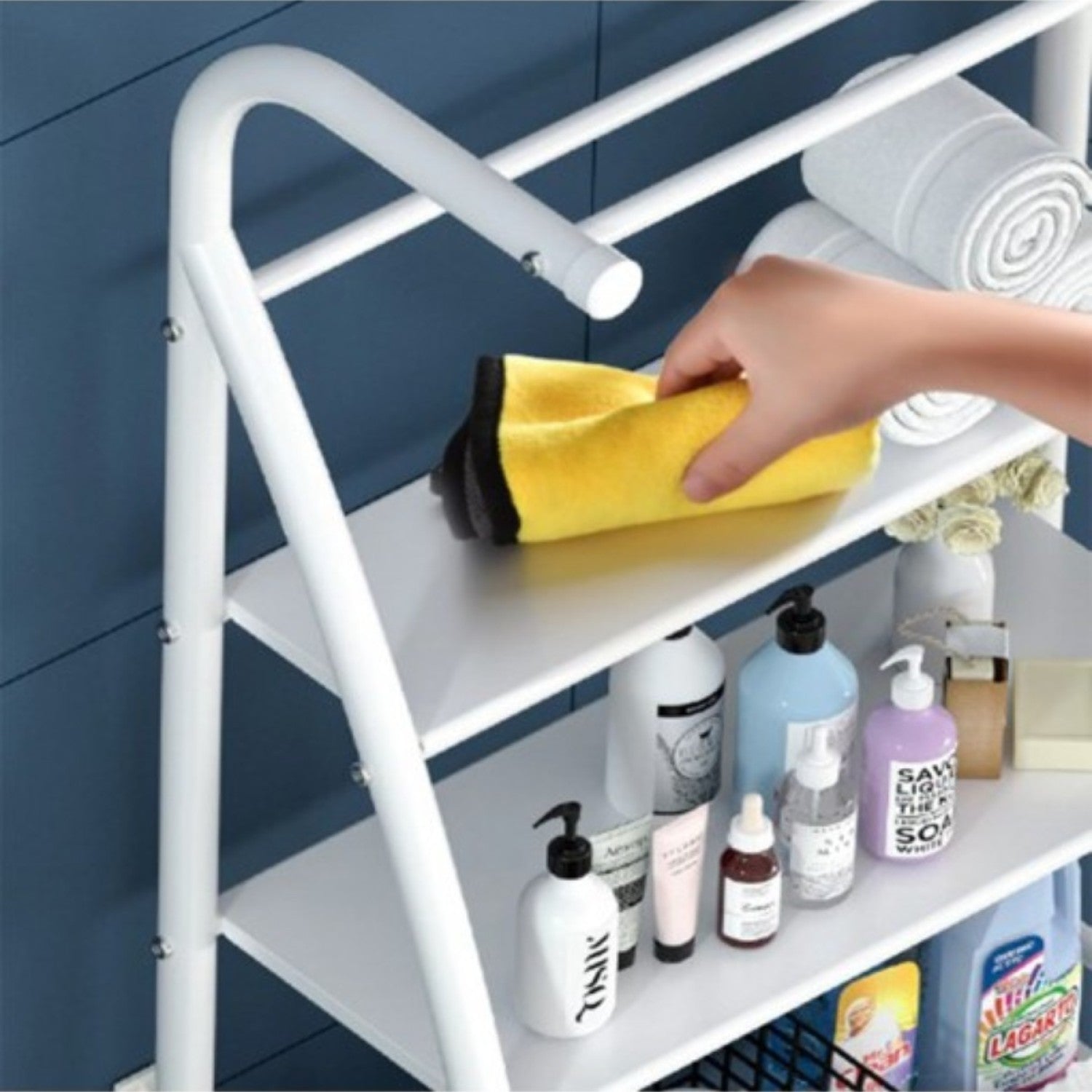 Raft de baie, 3 polițe deasupra mașinii de spălat, 177x65x25 cm, alb ❘ D4824-Raft