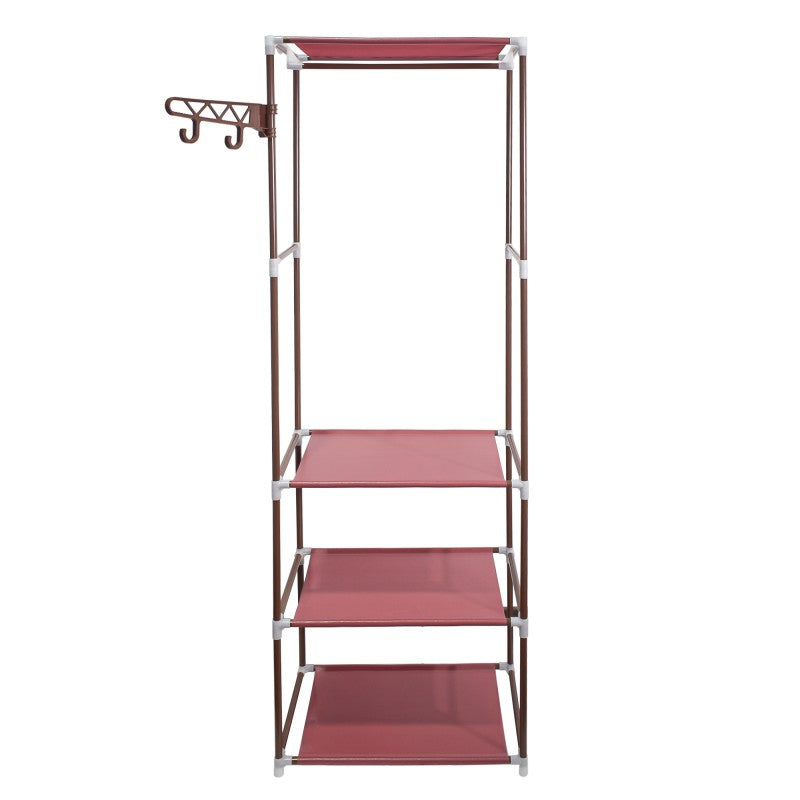 Dulap pentru haine, 3 polițe, organizare eficientă și stil modern, Gri/Maro/Roz ❘ D4832