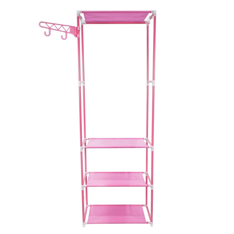 Dulap pentru haine, 3 polițe, organizare eficientă și stil modern, Gri/Maro/Roz ❘ D4832