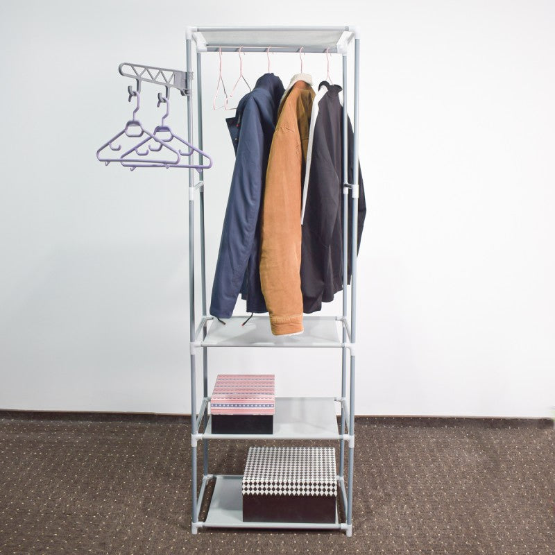 Dulap pentru haine, 3 polițe, organizare eficientă și stil modern, Gri/Maro/Roz ❘ D4832