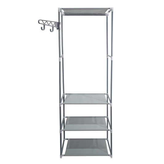 Dulap pentru haine, 3 polițe, organizare eficientă și stil modern, Gri/Maro/Roz ❘ D4832