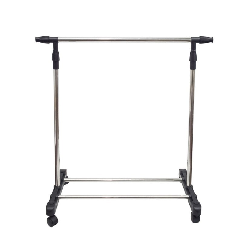 Suport umerașe mobil și reglabil + Suport metalic 5 cuiere, Inox/Negru ❘  D4836/D4506