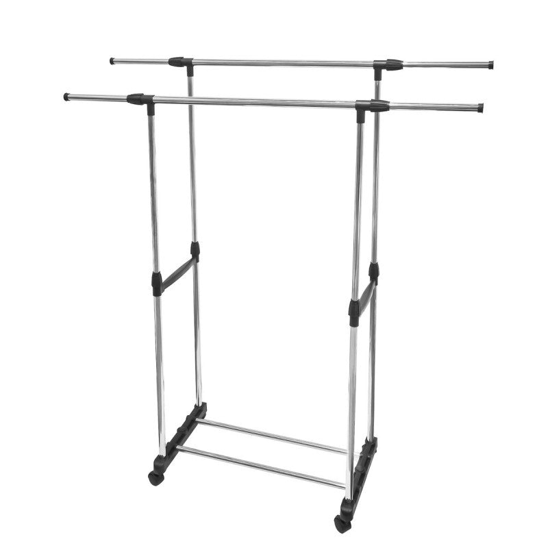Suport umerașe mobil, reglabil, LxlxH (75-100cm x 37cm x 80-130cm), Inox ❘ D4837-Suport