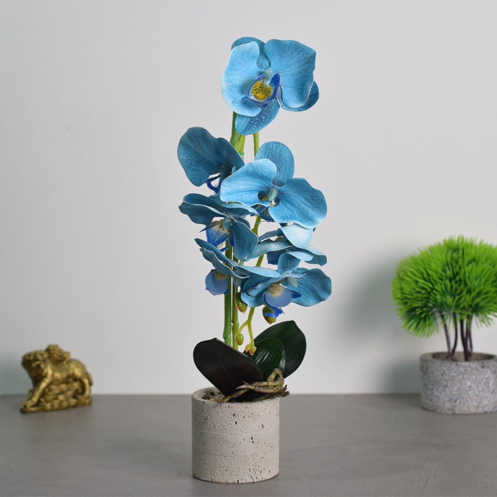 Set: 2 x Orhidee cu aspect natural în ghiveci ceramic, 36 cm, diverse culori ❘ D4850