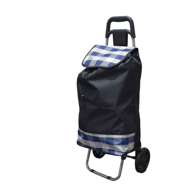 Cărucior de piață pliabil – 37L, cadru metalic, sac impermeabil, 2 roți mari, mâner ergonomic, diverse culori ❘ D4941