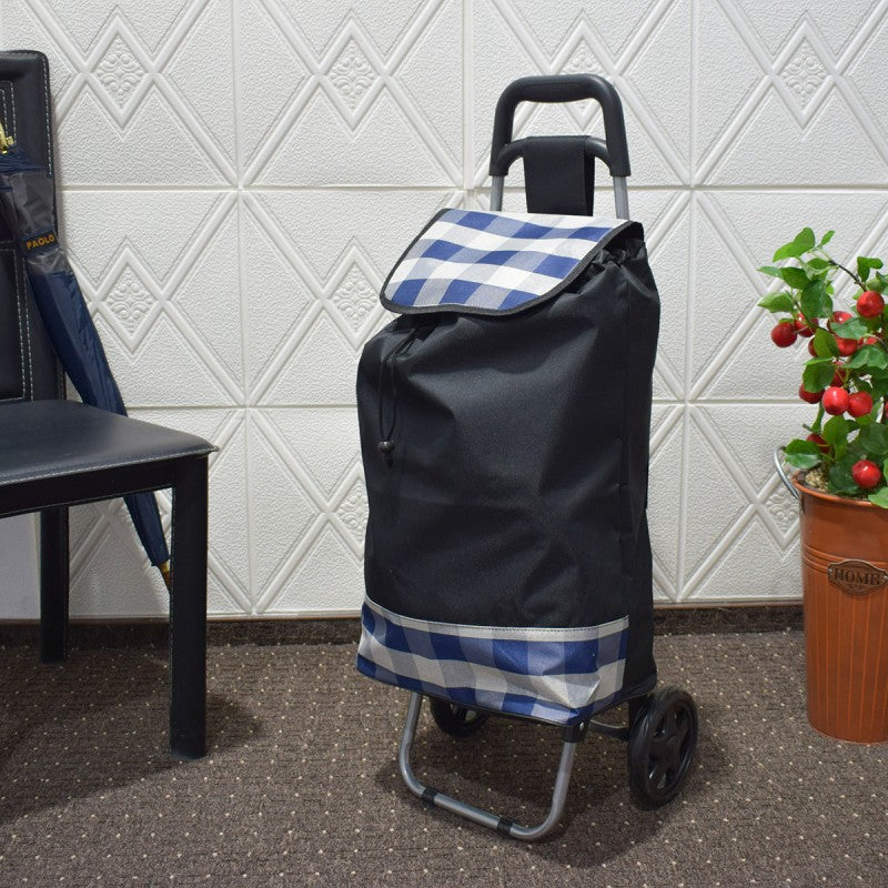 Cărucior de piață pliabil – 37L, cadru metalic, sac impermeabil, 2 roți mari, mâner ergonomic, diverse culori ❘ D4941