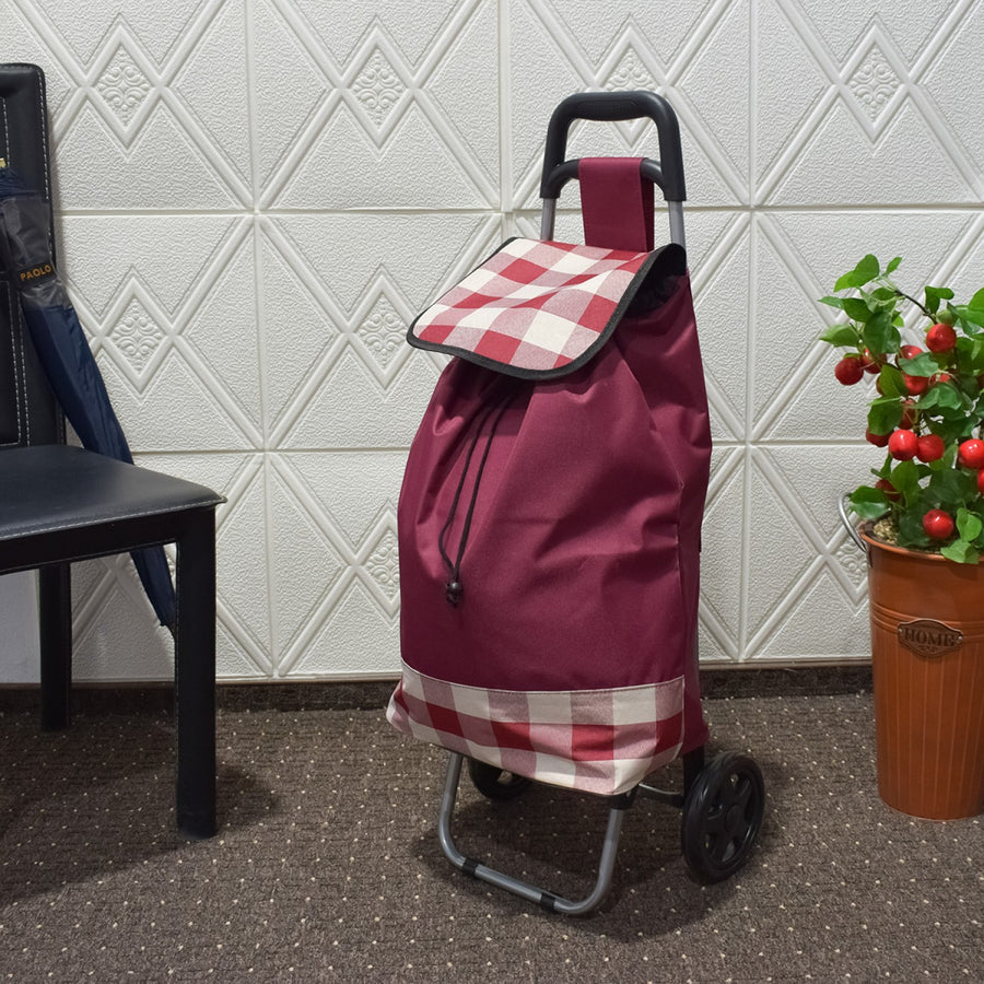 Cărucior de piață pliabil – 37L, cadru metalic, sac impermeabil, 2 roți mari, mâner ergonomic, diverse culori ❘ D4941