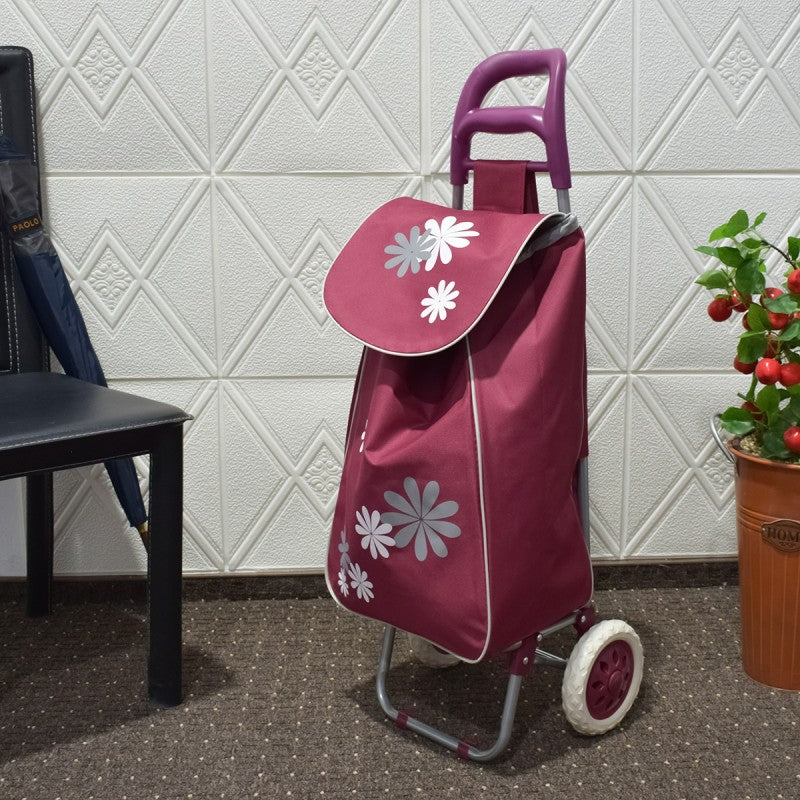 Cărucior de piață pliabil – 37L, cadru metalic, sac impermeabil, roți mari, mâner ergonomic, diverse culori ❘ D4942