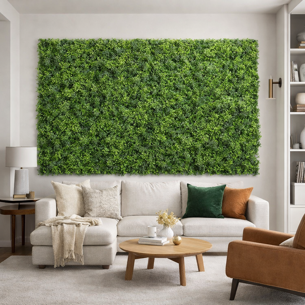 Pachet: 4 x Panou Verde din Plante Artificiale, 60 x 40 cm, Aspect Natural, Potrivit pentru Interior și Exterior ❘ D4964 / D4963 / D4967 / D4970 / D4968