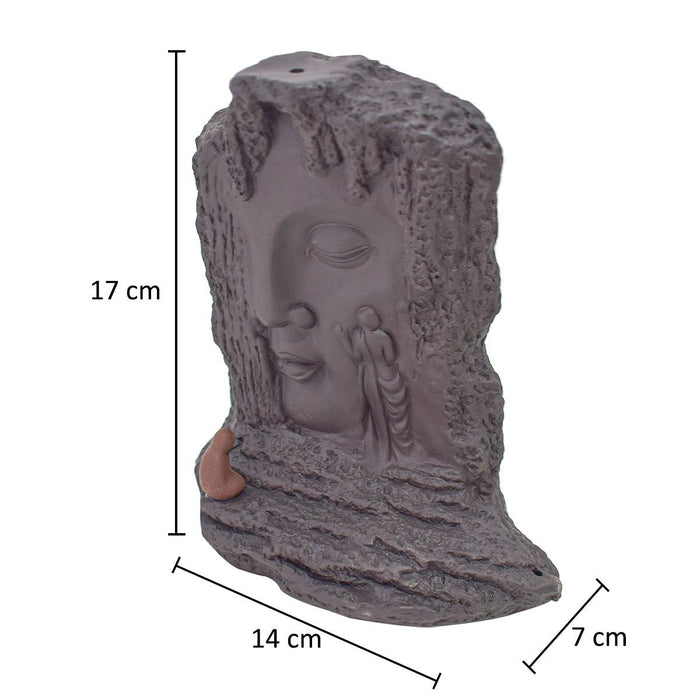 Suport conuri parfumate, Naimeed D5077, cascada de fum, aromaterapie, ceramica, Maro, 14x7x17cm