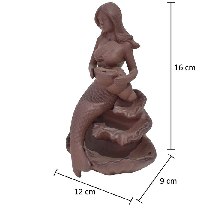 Suport conuri parfumate, Naimeed D5080, cascada de fum, aromaterapie, ceramica, Maro, 12x9x16cm