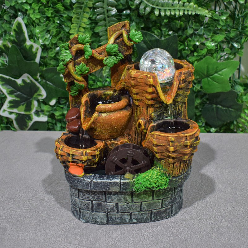 Fântână Arteziană, cu LED, Pompă Submersibilă, 14 x 12 x 20 cm ❘ D5091