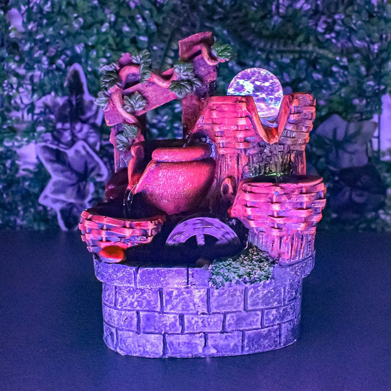 Fântână Arteziană, cu LED, Pompă Submersibilă, 14 x 12 x 20 cm ❘ D5091