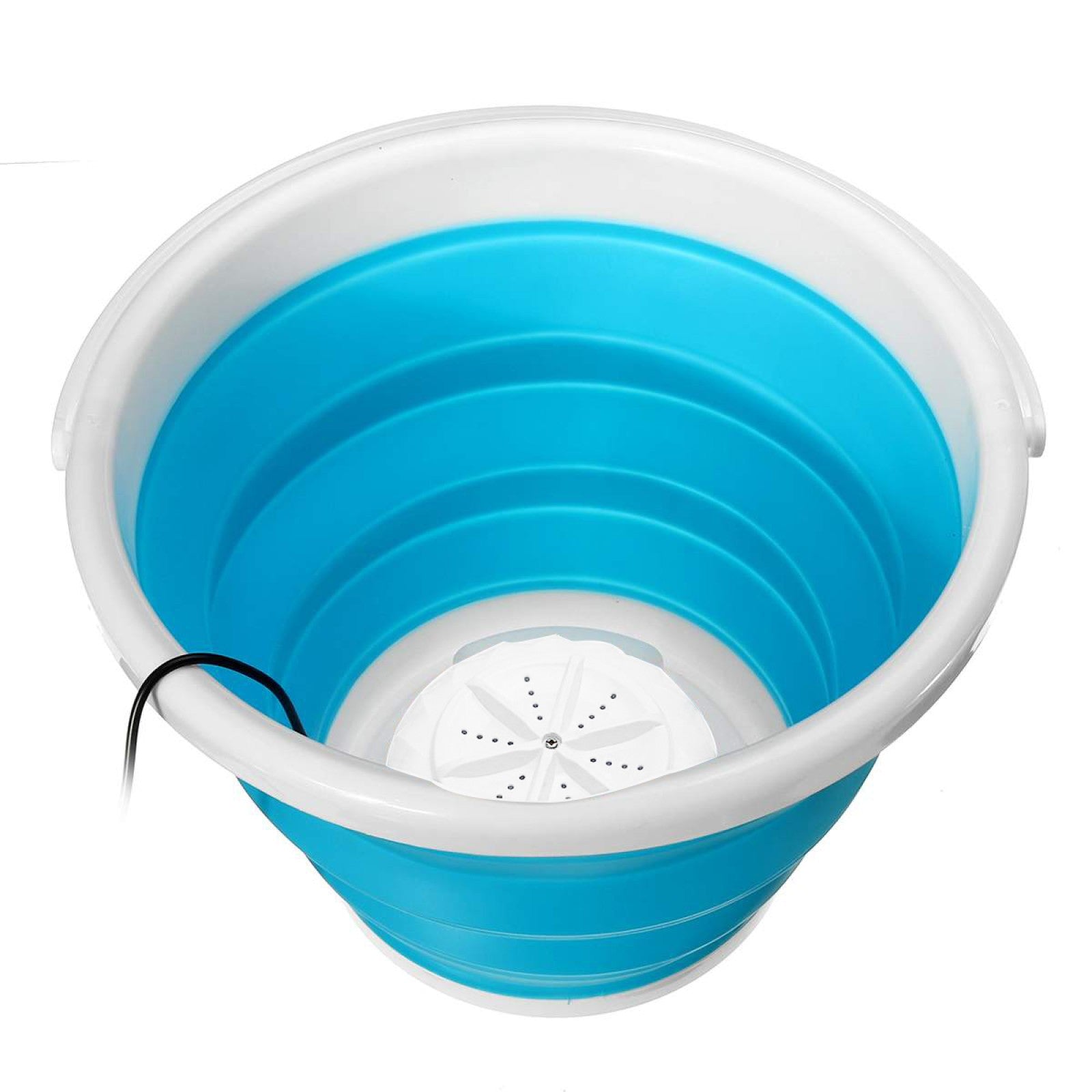 Set: Mașină de spălat rufe, portabilă, Albastru + Ventilator cu acumulator USB, 50x178x47 mm, Alb ❘ D5115 / D5874