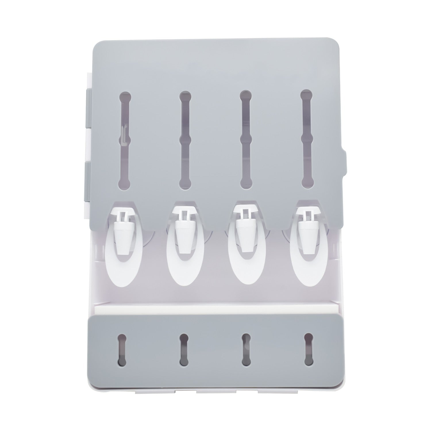 Suport condimente, 4 compartimente + 4 dozatoare pentru lichide, montare fără găurire, gri ❘ D5117-gri-suport-condimente