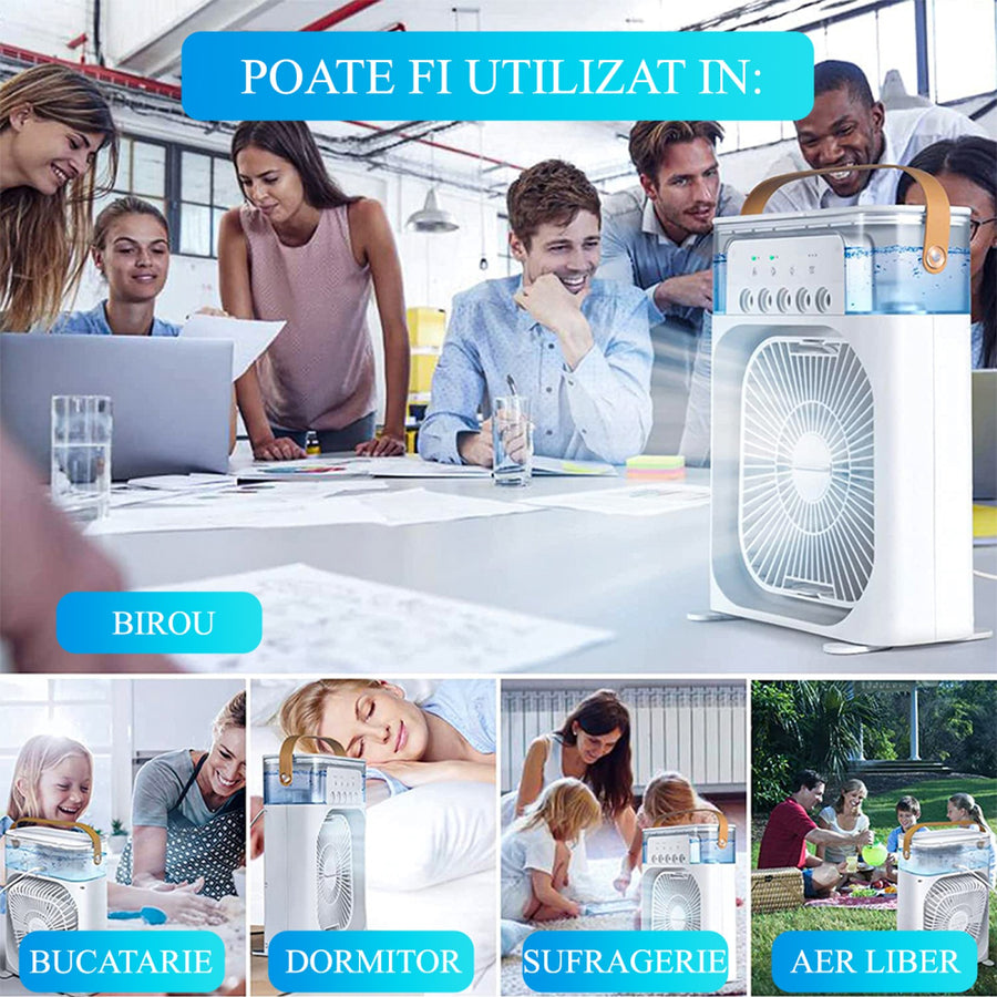 3 in 1 - Ventilator - Aromaterapie - Lampa de veghe - ultra-silențios, 3 viteze