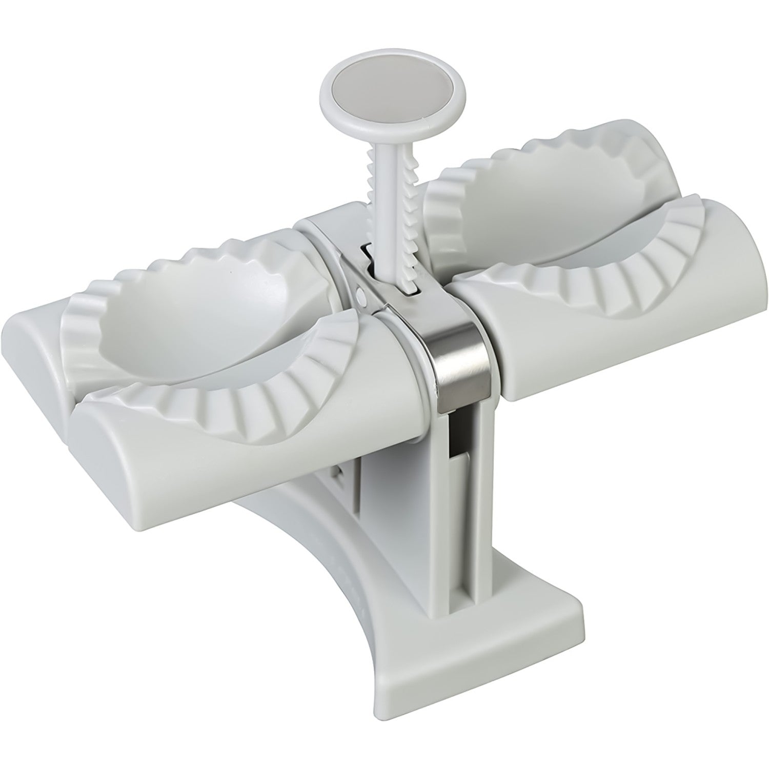 Set: Mini Tocător Manual Usturoi/Legume, Alb + Aparat pentru umplut găluște, colțunași, ravioli, Gri ❘ D5161 / D5133