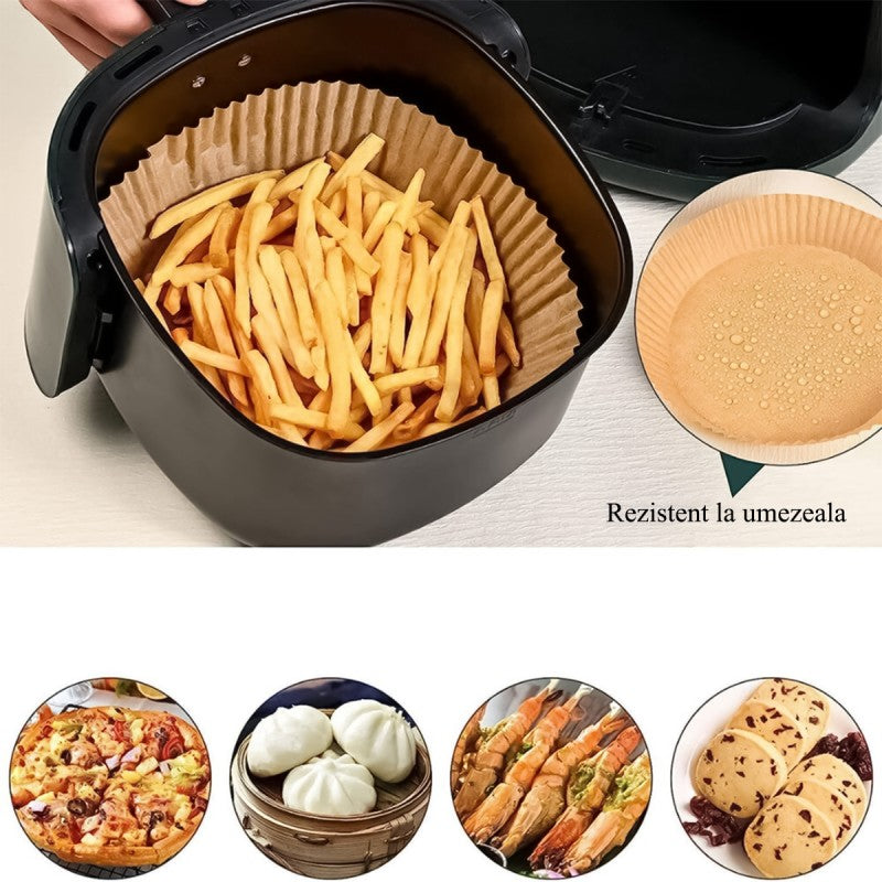 Set 3 x 100 bucăți hârtie de copt, pentru Air Fryer, friteuză, cuptor cu microunde, Maro | D5142