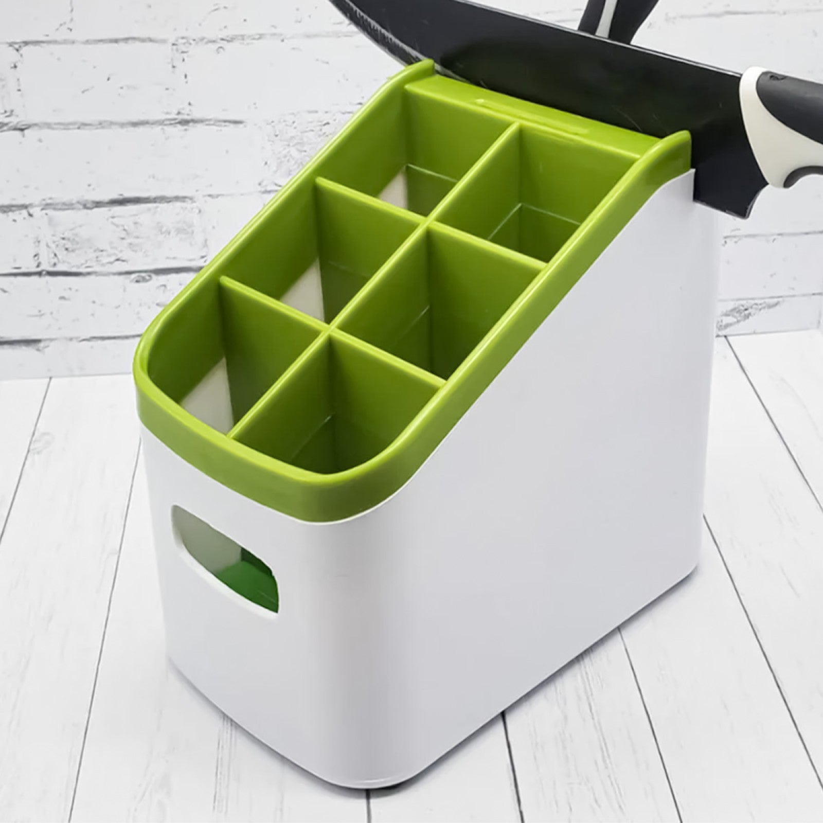 Set: Organizator tacâmuri, Verde + Recipient condimente, cu 4 linguri, Albastru | D5167  + D5274