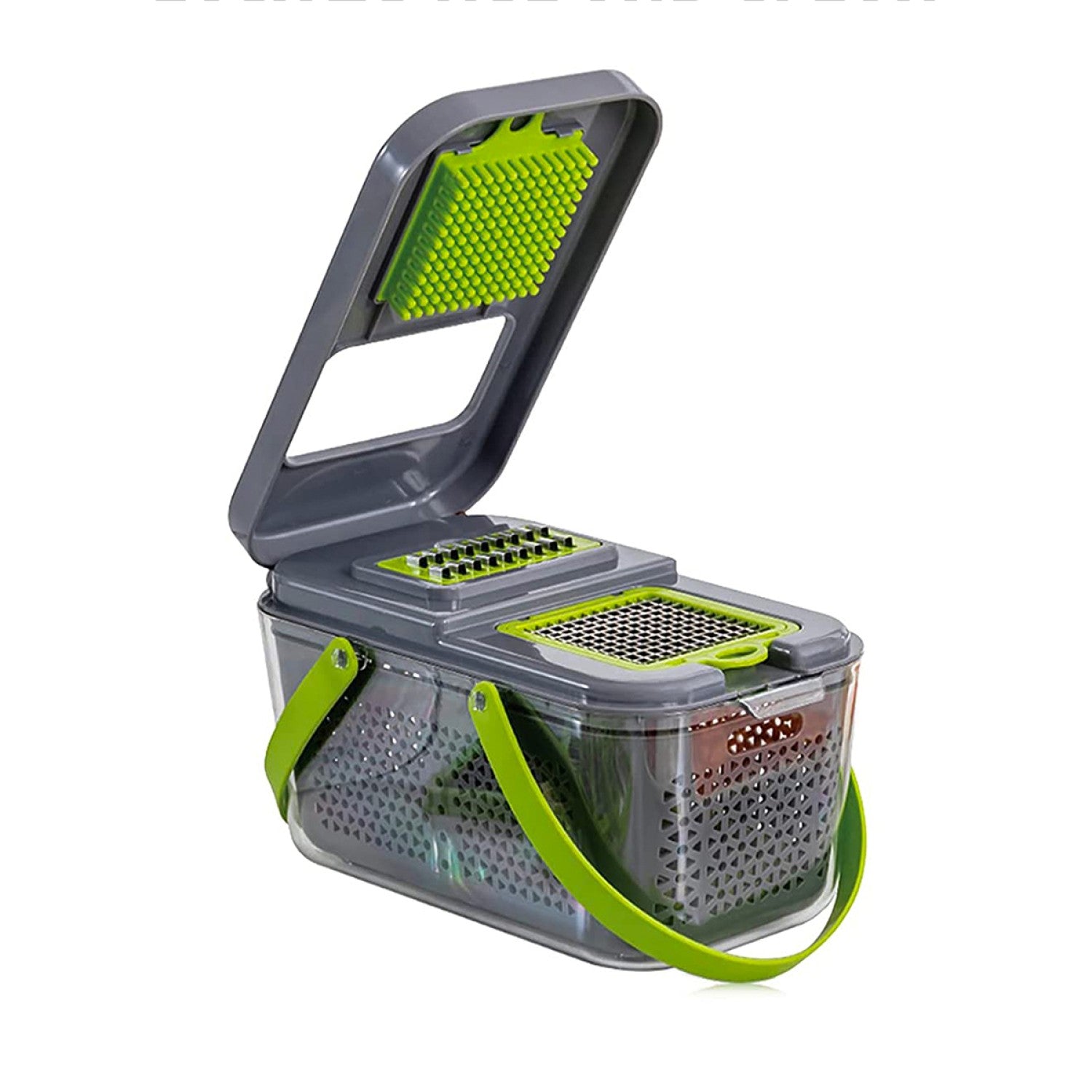 Răzătoare multifuncțională – 19 piese, lame inox, ideală pentru tăiere, feliere, răzuire, verde ❘ D5174-gri-razatoare