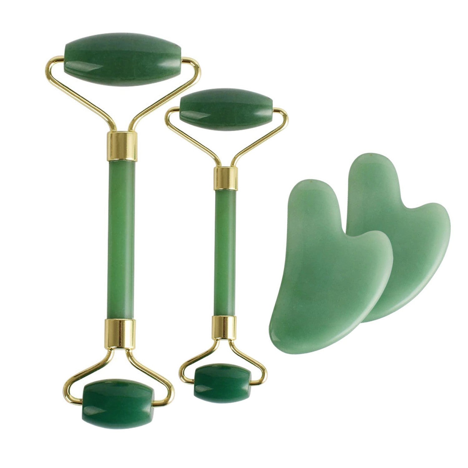 Set 2 role de masaj facial și corporal, din jad, funcție antirid și tonifiere ❘ D5202-set2-Masaj