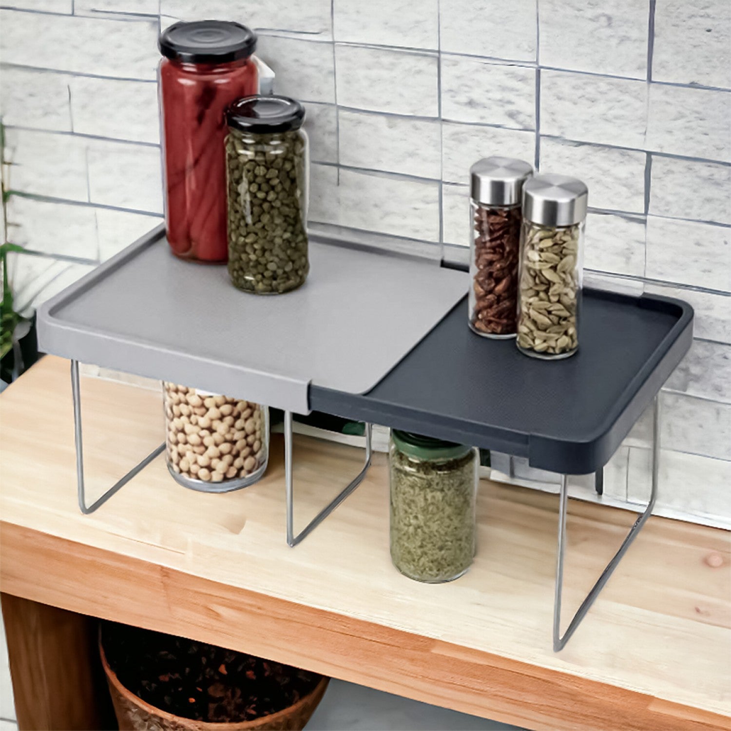 Set: Plită electrică 1000W, Alb + Raft extensibil pliabil, Gri ❘ YQ-1010A / D5207