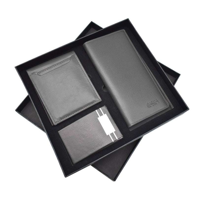 Set Cadou 3 Piese pentru Bărbați, Portcard, 2 x Portofel, Diverse Culori | D5242 / D5241