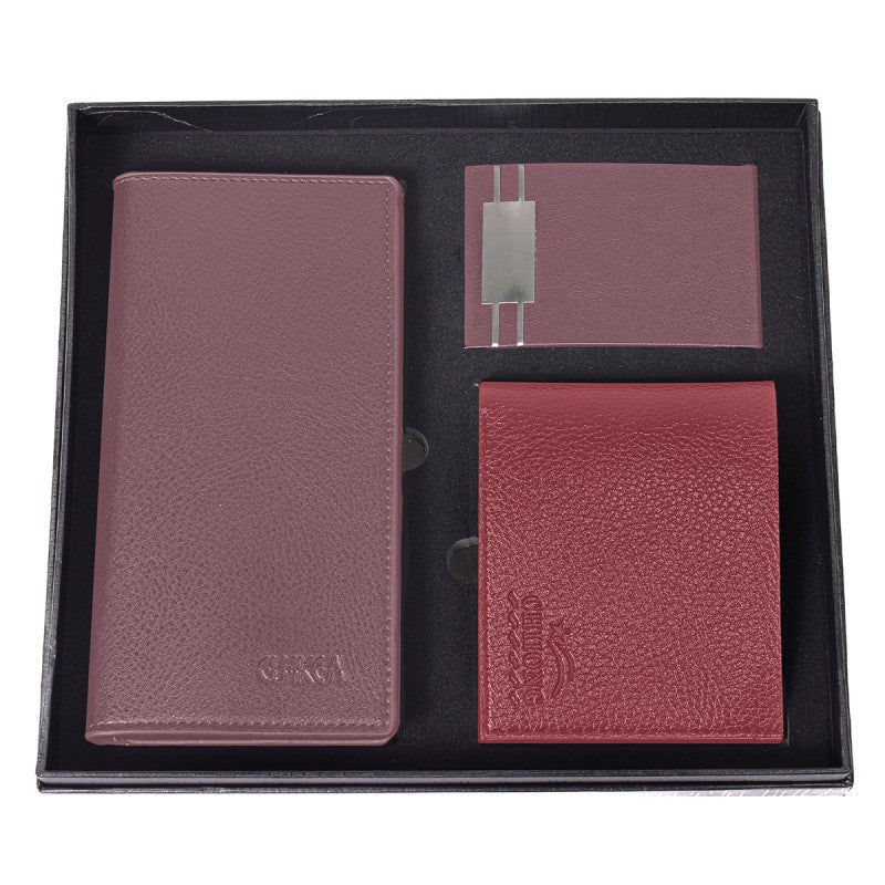 Set Cadou 3 Piese pentru Bărbați, Portcard, 2 x Portofel, Diverse Culori | D5242 / D5241