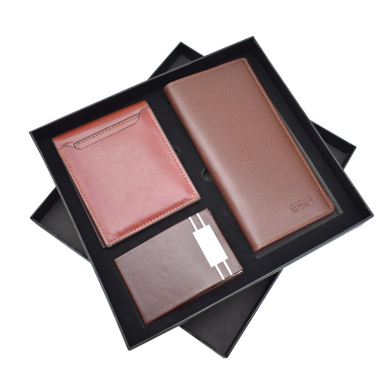 Set Cadou 3 Piese pentru Bărbați, Portcard, 2 x Portofel, Diverse Culori | D5242 / D5241