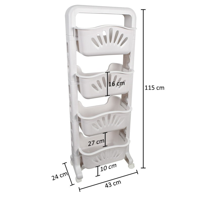 Raft Multifuncțional, 4 Niveluri, Alb, 43 x 24 x 115cm ❘ D5284