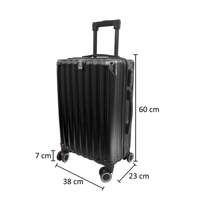 Troler Voiaj Naimeed , 4 Roți Duble 360 grade, ABS, Închidere Cifru, Negru, 38 x 23 x 60 cm | D5391S