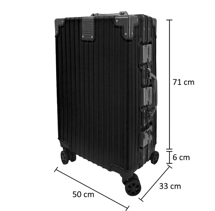 Troler, bagaj de cala, Naimeed D5397L, Premium Voyage, 4 roti duble 360 grade, ABS, inchidere cifru, Negru, 50x33x77cm