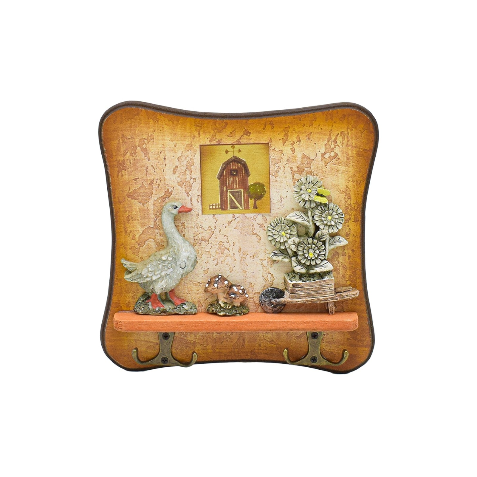 SET: Ghirlandă tip Eucalipt, 1.7 m, Maro + Cuier decorativ, 19 x 19 cm ❘ D7030/D54