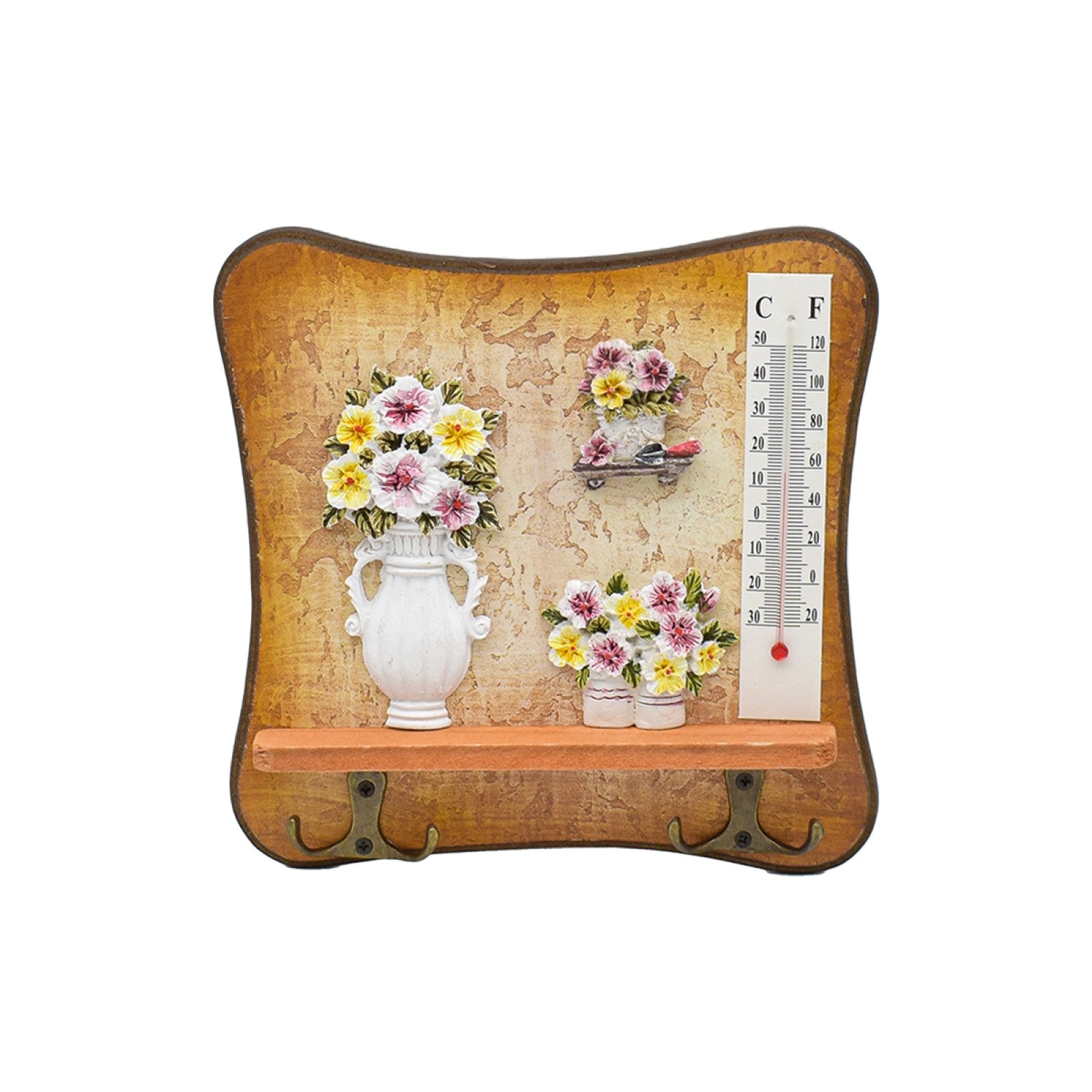 SET: Ghirlandă tip Eucalipt, 1.7 m, Maro + Cuier decorativ, 19 x 19 cm ❘ D7030/D54