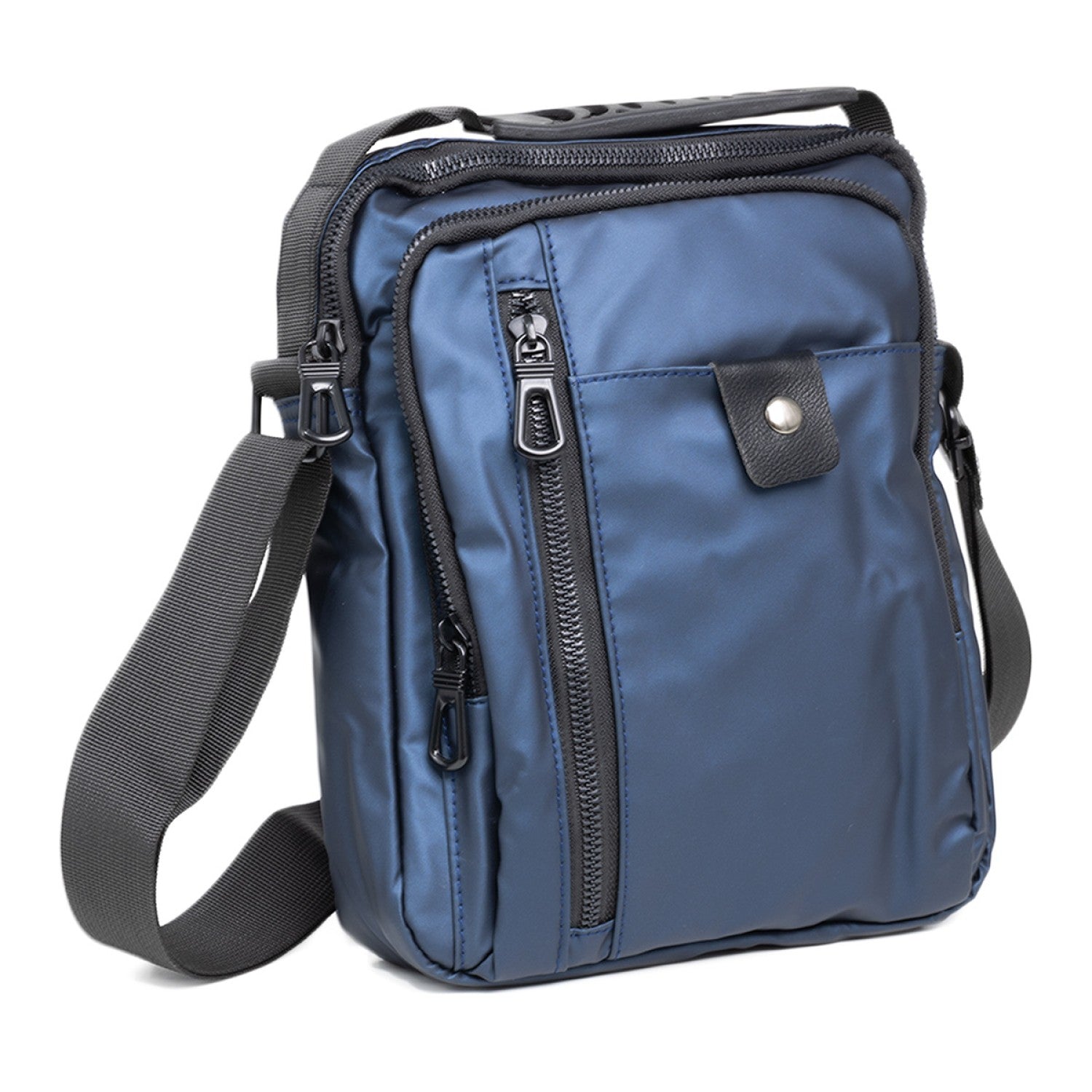 Borsetă bărbați, de umăr, Oxford, 22x5x27 cm, Gri închis/Gri deschis/Albastru ❘