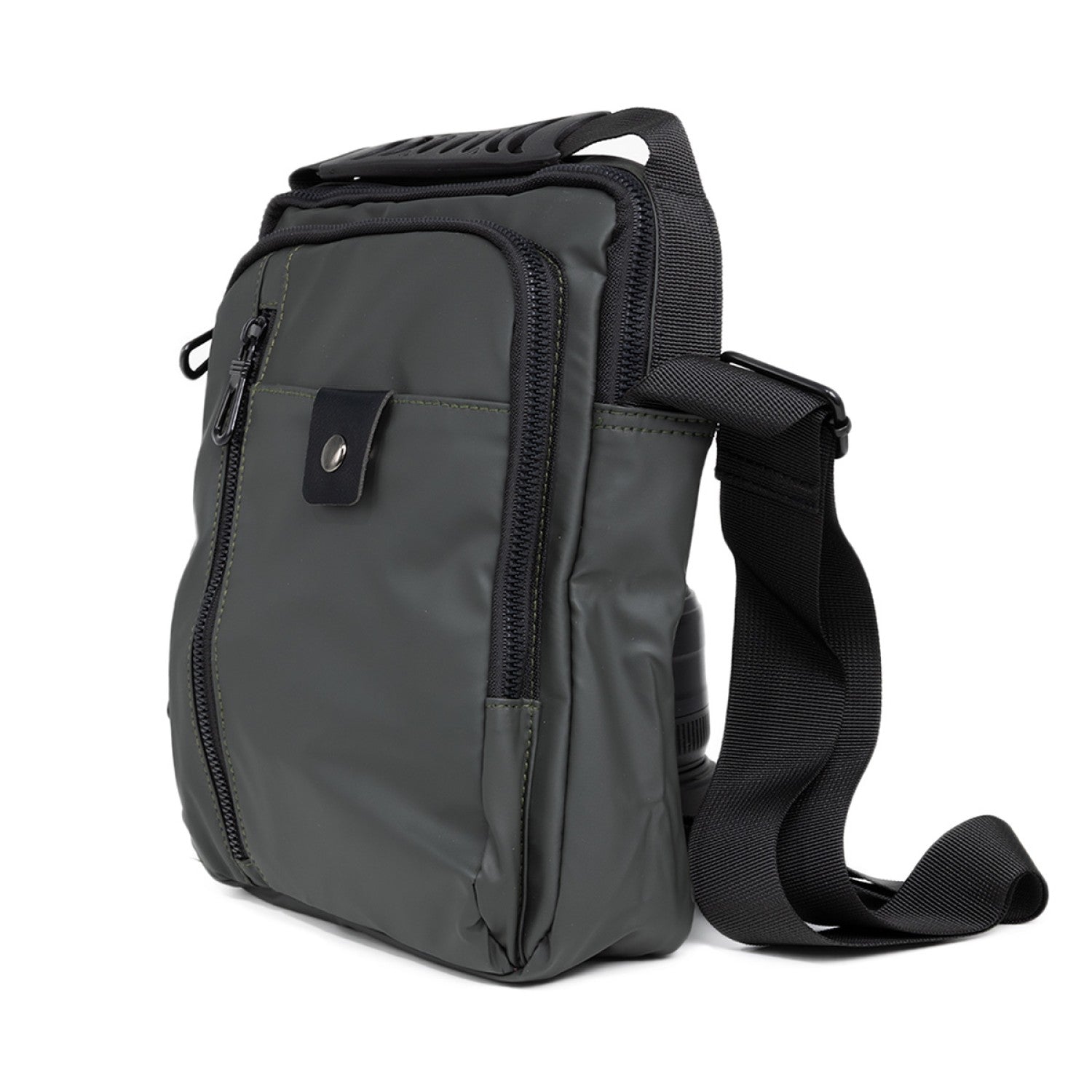 Borsetă bărbați, de umăr, Oxford, 22x5x27 cm, Gri închis/Gri deschis/Albastru ❘