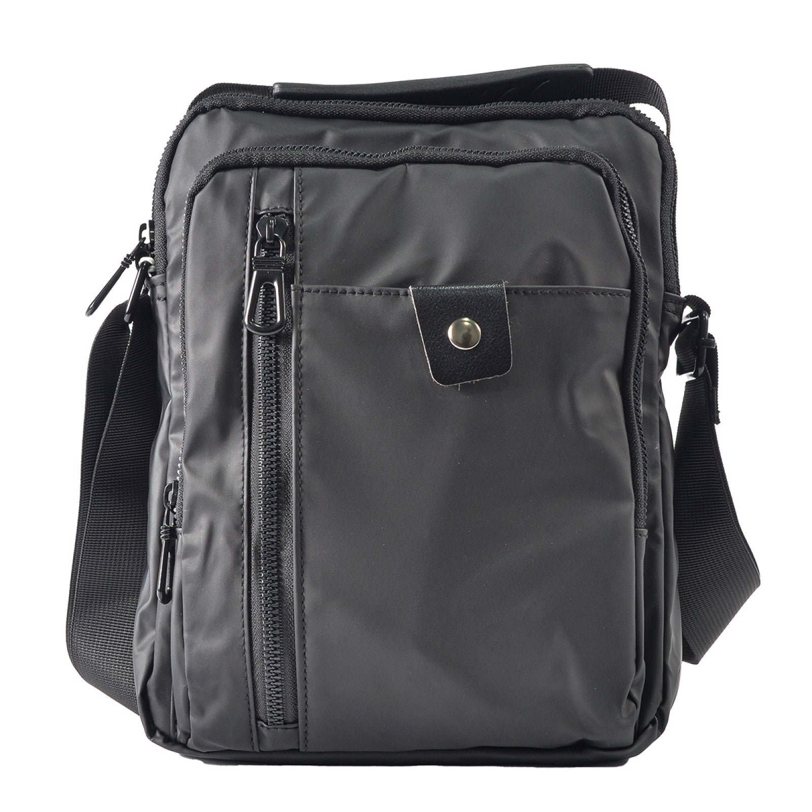 Borsetă bărbați, de umăr, Oxford, 22x5x27 cm, Gri închis/Gri deschis/Albastru ❘