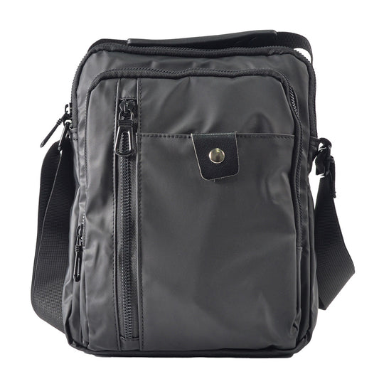 Borsetă bărbați, de umăr, Oxford, 22x5x27 cm, Gri închis/Gri deschis/Albastru ❘